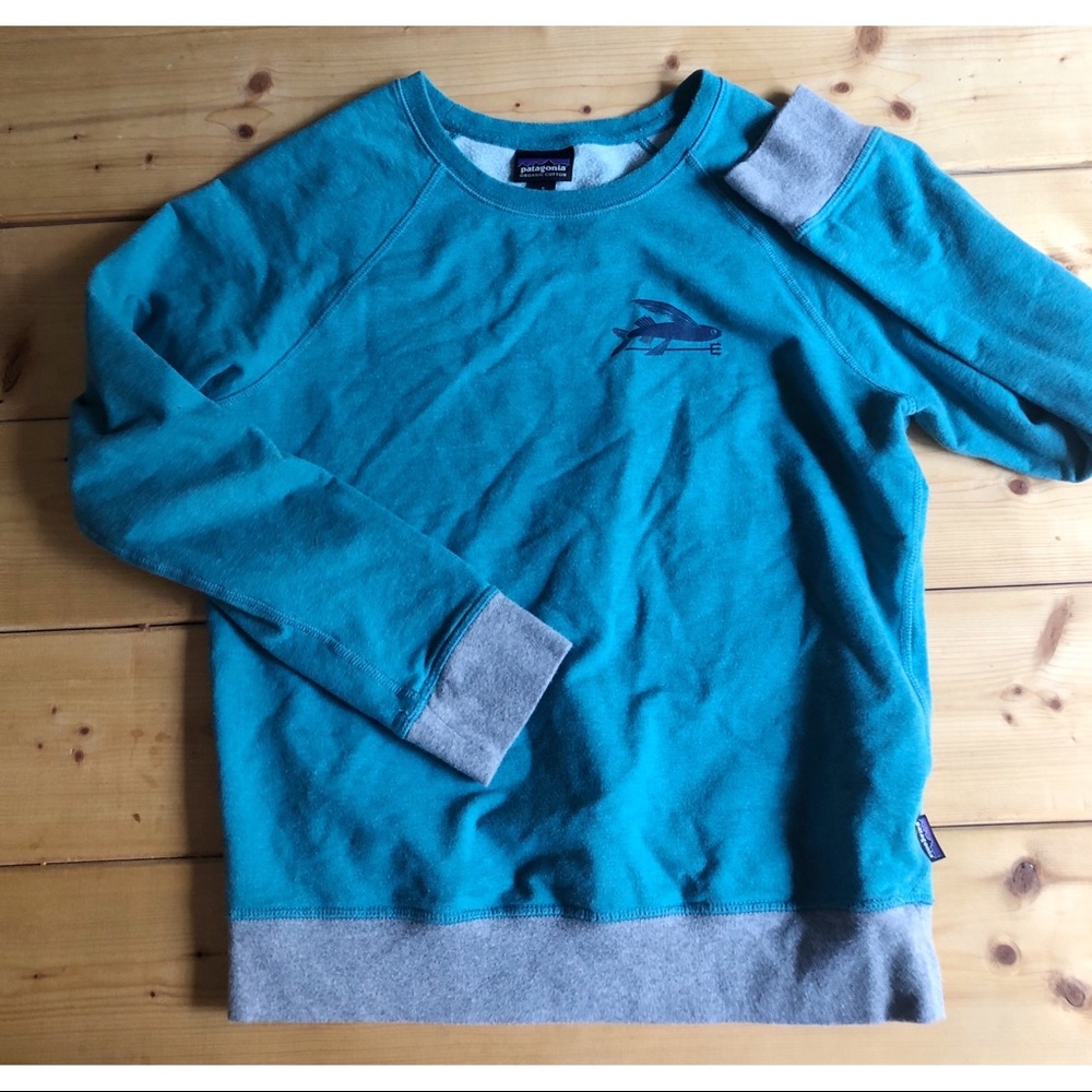 Patagonia teal crew neck sweatshirt